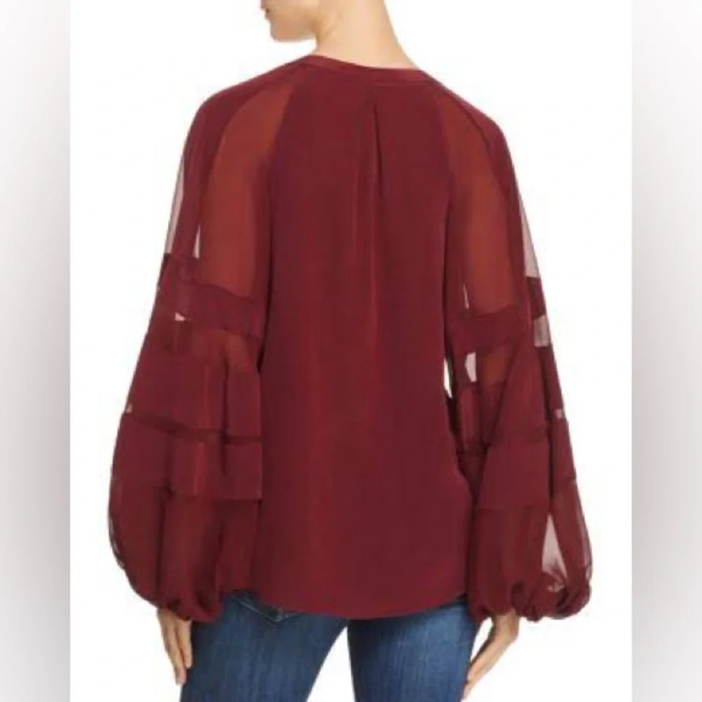 7 For All Mankind Balloon-Sleeve Silk Top - Picture 6 of 10